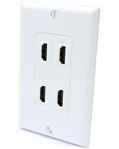 4 Port HDMI Female to Female Decorative Wall Plate in White 