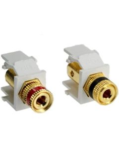 Leviton 40833-W QuickPort Snap-In Binding Post, Pair - White