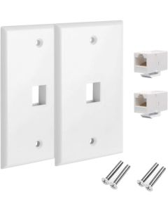 CAT.6 RJ45 Ethernet Wall Plate, OZXNO 2-Pack RJ45 Female to Female Keystone Jack Wallplate Removable Cat6 Inline Coupler Faceplate Compatible with Cat7/6/6e/5/5e Devices (1 Port)