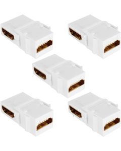TNP HDMI Keystone Jack Coupler Insert (5 Pack) 90 Degree Angle Snap in Female Gold Plated Connector Socket Adapter Port for Wall Plate Outlet Panel - Support HDMI 4k Ultra HD UHD 1080P Video Audio