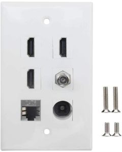 JIEYI HDMI Ethernet Coax Toslink Wall Plate with 3Ports HDMI F/F+CAT6 Ethernet+Coax TV F Type Keystone Jack+Toslink Wall Plate (3xHDMI+F+CAT6+TOS)