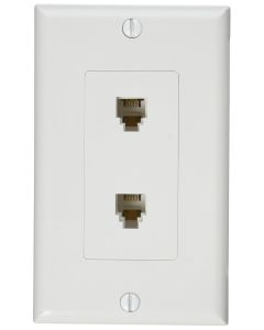 Morris 80171 Decorative Dual RJ11 4 Conductor Phone Jack Wall Plate, 2 Piece, White