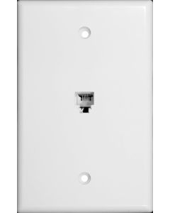 Morris 87011 Midsize Single RJ11 4 Conductor Phone Jack Wall Plate, White
