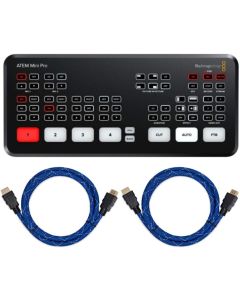 Blackmagic Design ATEM Mini Pro HDMI Live Stream Switcher with 2X 6-Feet 4K HDMI High-Speed Cable with Swivel Head Bundle (3 Items)
