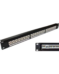 Electriduct 24-Port CAT6 Unshielded 1U Patch Panel 19-Inch Loaded w/Keystone Jacks Rackmount or Wallmount