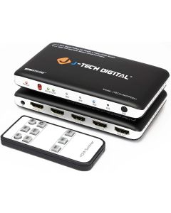 J-Tech Digital 4K@30HZ 4-Port HDMI Switch with PIP, IR, HDCP1.4 Wireless Remote Control, and Auto Switch ON/OFF Functions with Control4 Driver Available